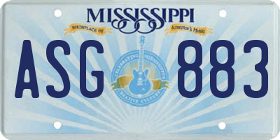 MS license plate ASG883