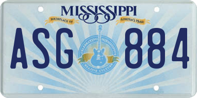 MS license plate ASG884