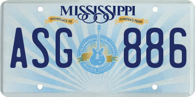 MS license plate ASG886