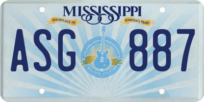 MS license plate ASG887