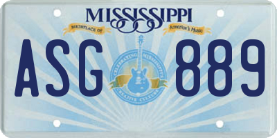 MS license plate ASG889