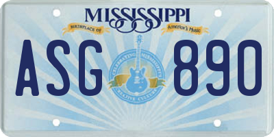 MS license plate ASG890