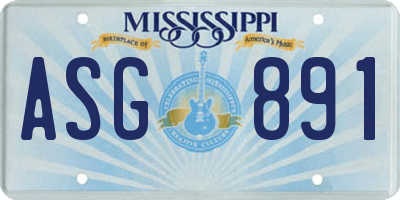 MS license plate ASG891