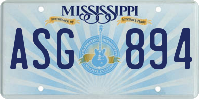 MS license plate ASG894