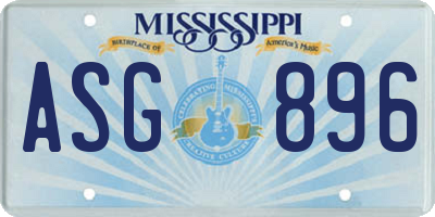 MS license plate ASG896