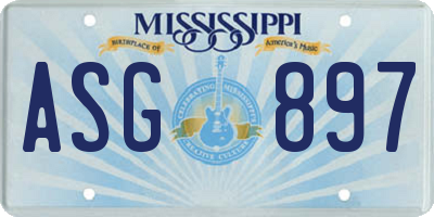 MS license plate ASG897