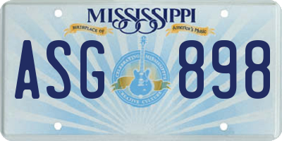 MS license plate ASG898