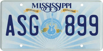 MS license plate ASG899