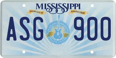 MS license plate ASG900
