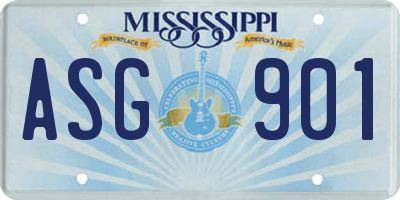 MS license plate ASG901