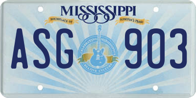 MS license plate ASG903