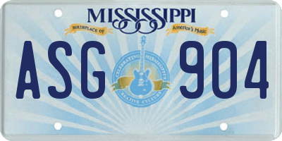 MS license plate ASG904