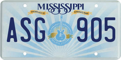 MS license plate ASG905