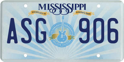 MS license plate ASG906