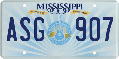MS license plate ASG907