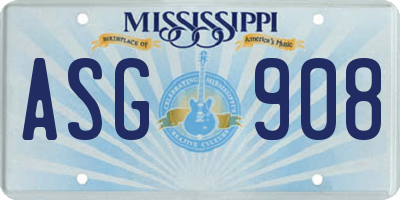MS license plate ASG908