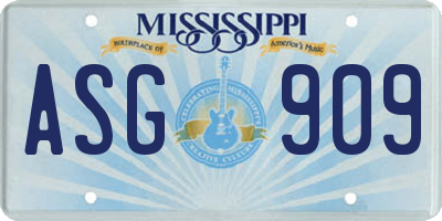 MS license plate ASG909