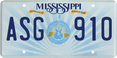 MS license plate ASG910