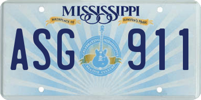 MS license plate ASG911