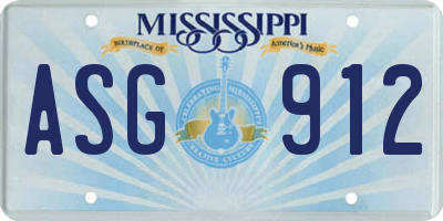 MS license plate ASG912