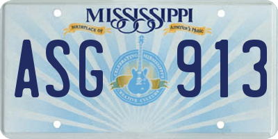 MS license plate ASG913