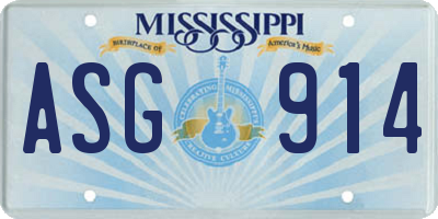MS license plate ASG914