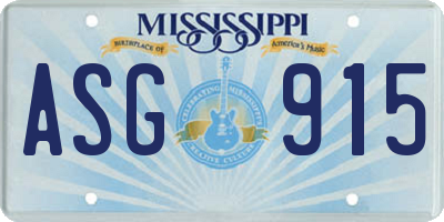 MS license plate ASG915