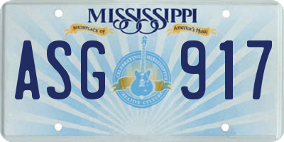 MS license plate ASG917