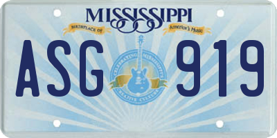MS license plate ASG919