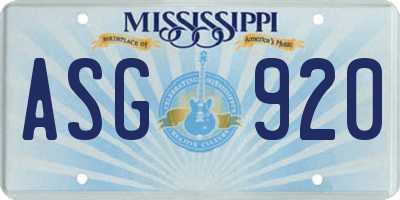 MS license plate ASG920