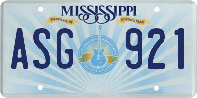 MS license plate ASG921