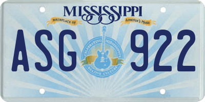 MS license plate ASG922