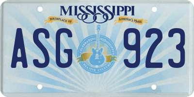 MS license plate ASG923