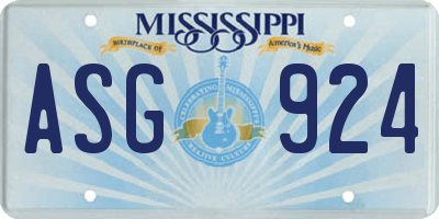 MS license plate ASG924