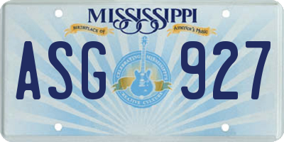 MS license plate ASG927