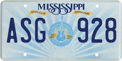 MS license plate ASG928