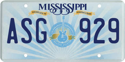 MS license plate ASG929