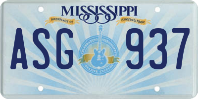 MS license plate ASG937