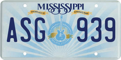 MS license plate ASG939