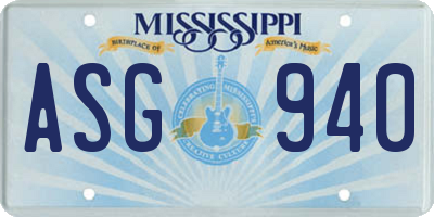 MS license plate ASG940
