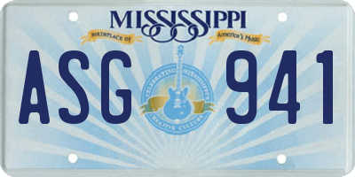 MS license plate ASG941