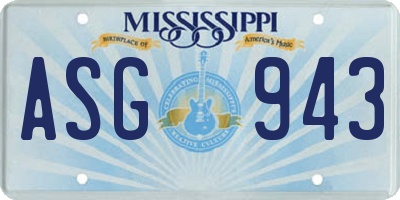 MS license plate ASG943
