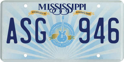 MS license plate ASG946