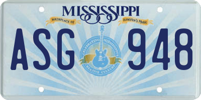 MS license plate ASG948