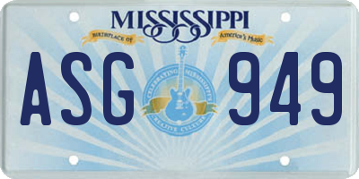 MS license plate ASG949