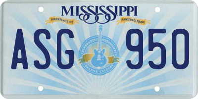 MS license plate ASG950