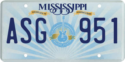 MS license plate ASG951