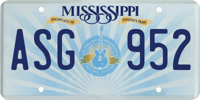 MS license plate ASG952