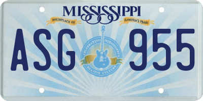 MS license plate ASG955