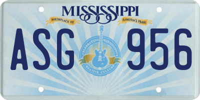 MS license plate ASG956